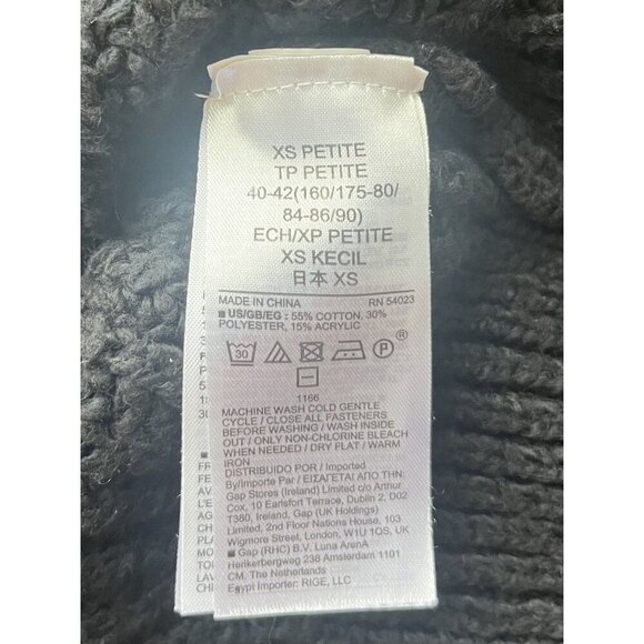 Gap XS Petite Black Chunky Knit Half-Zip Sweater - Picture 5 of 5